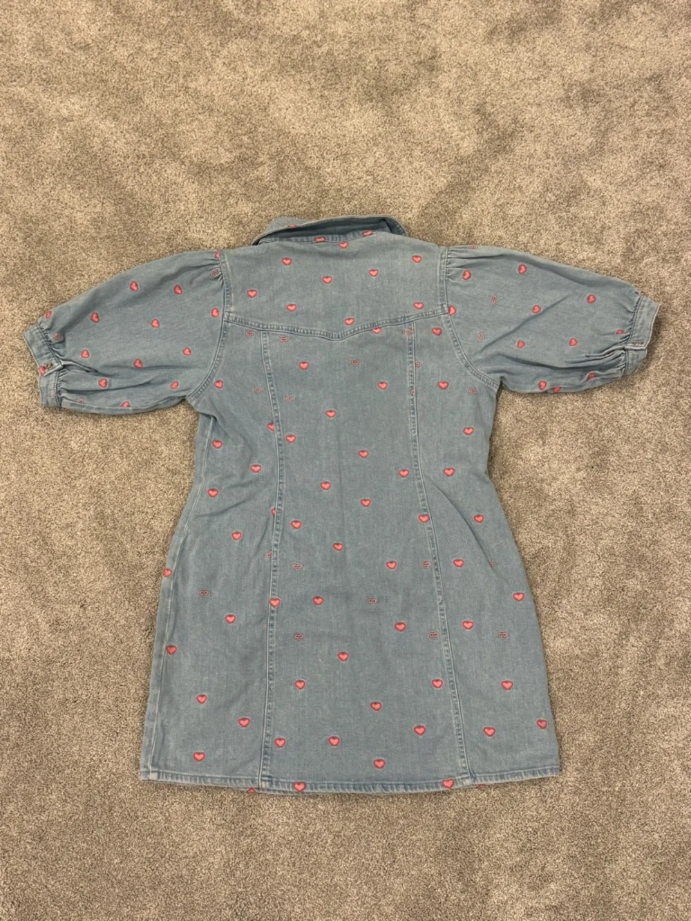 Crās Patti Denim Mini Dress Light Blue Pink Hearts  size XL 🩷 - Picture 7 of 15